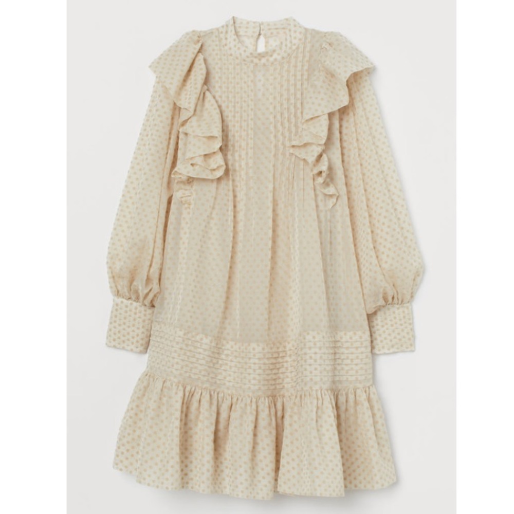 NWT Beige Ruffle Layered Voluminous Tunic